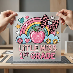 Little Miss 1st Grade Funny Ready to Press DTF Transfer for Dtf