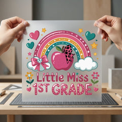Little Miss 1st Grade Funny Ready to Press DTF Transfer for Dtf