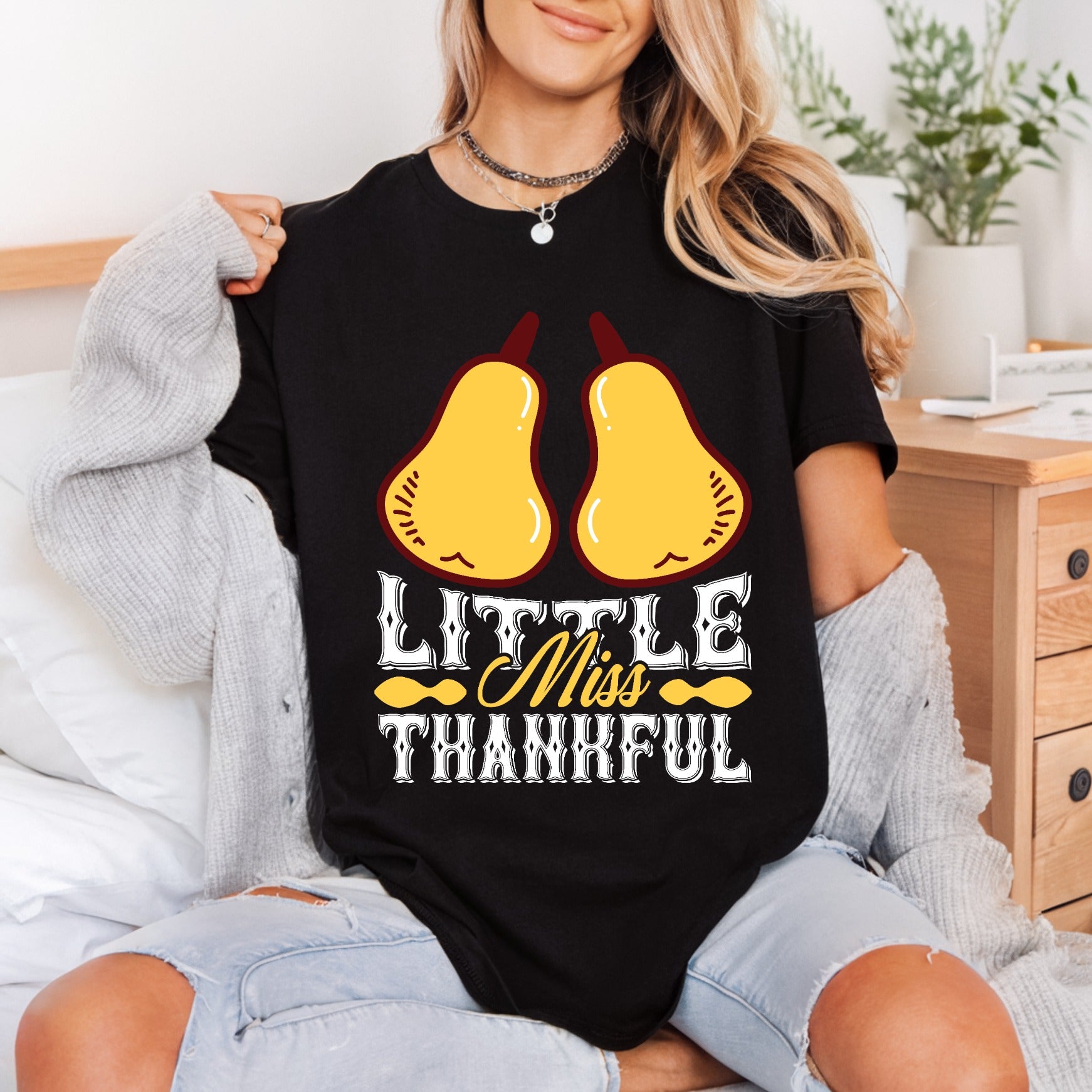 Little Miss Thankful Autumn Thanksgiving Fall Ready to Press DTF Transfer for Dtf
