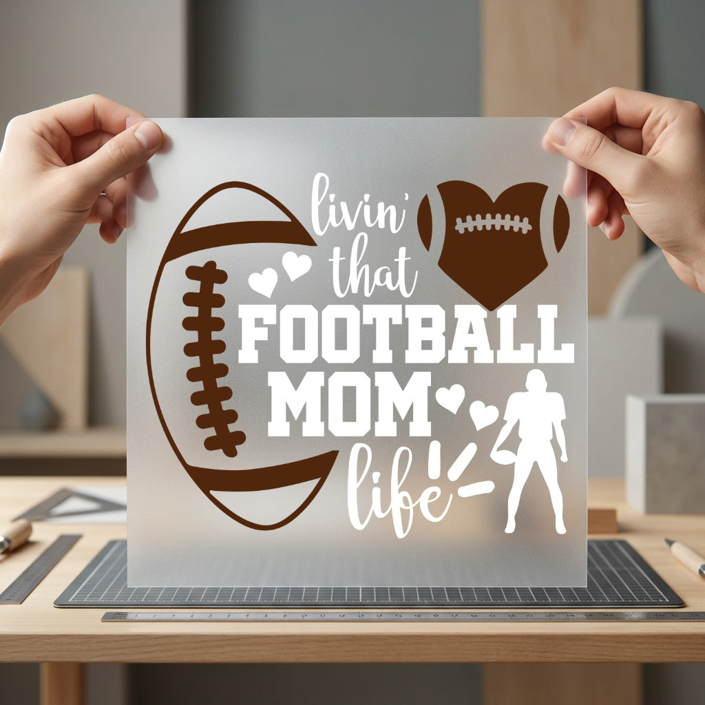 Livin Football Mom Life Mom Fitness Ready to Press DTF Transfer for Dtf