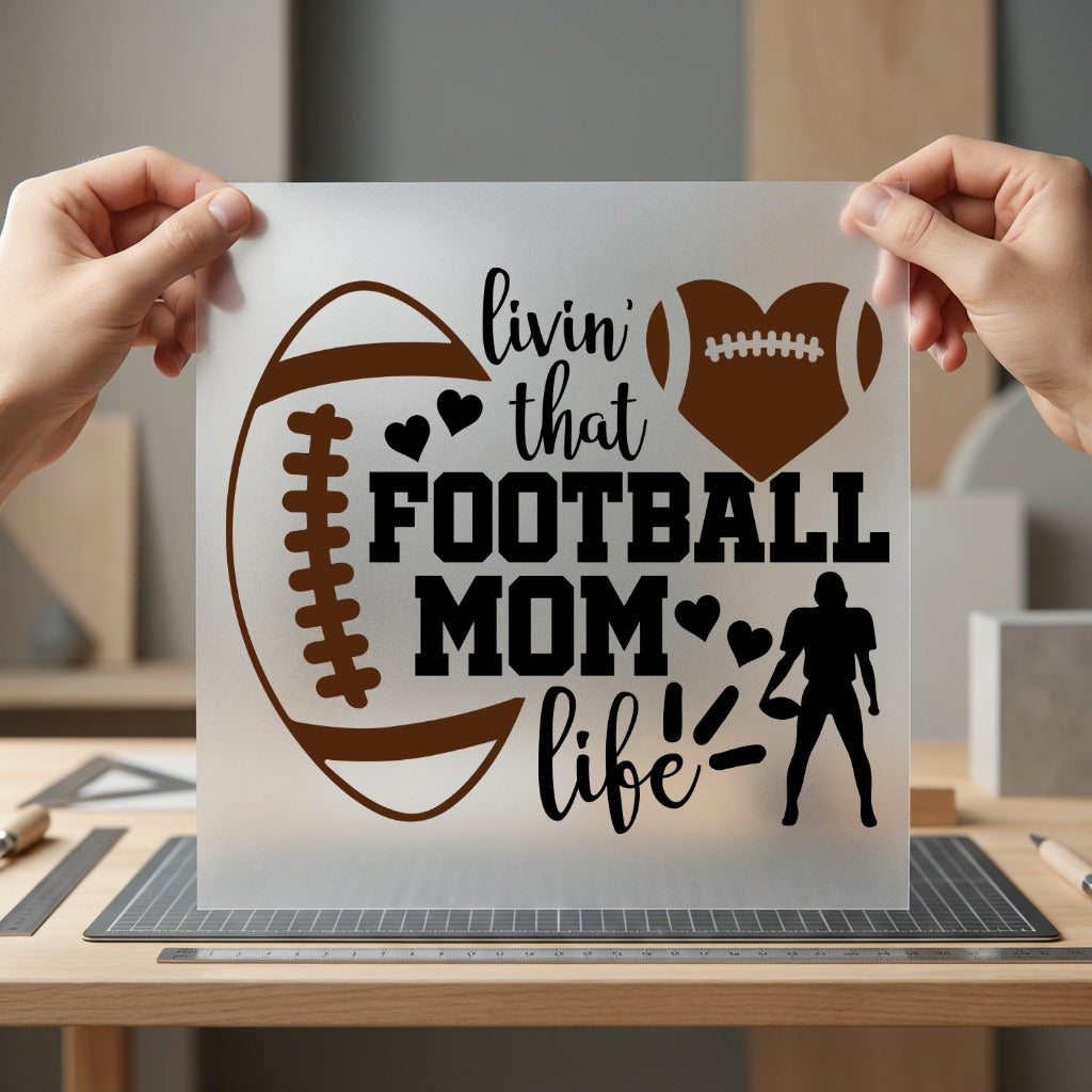 Livin Football Mom Life Mom Fitness Ready to Press DTF Transfer for Dtf