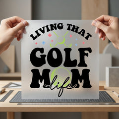 Living Golf Mom Life Mom Retro Ready to Press DTF Transfer for Dtf