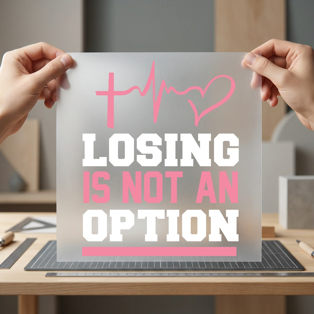 Losing Not Option Motivational Christian Faith Ready to Press DTF Transfer for Dtf