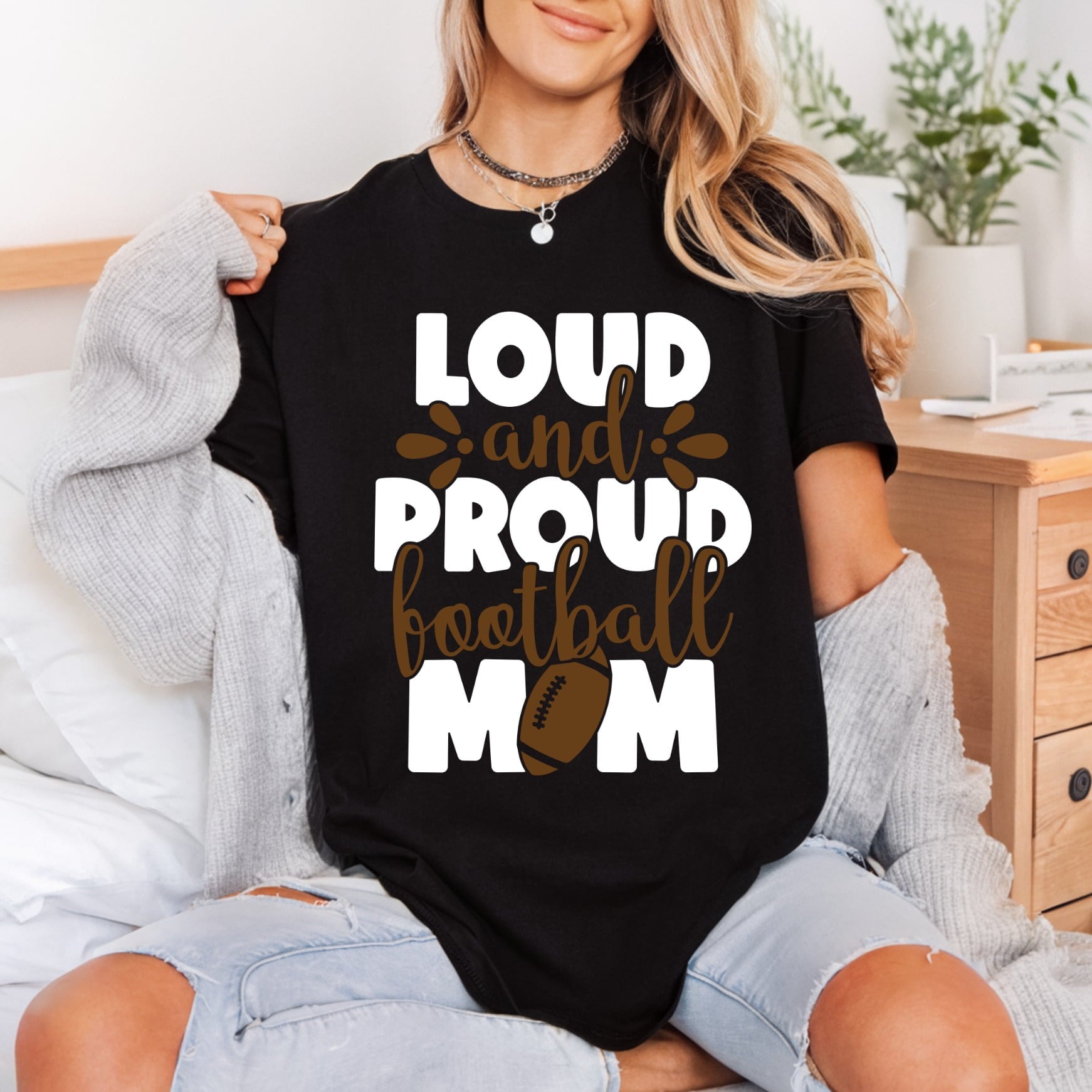 Loud Proud Football Mom Mom Fitness Ready to Press DTF Transfer for Dtf