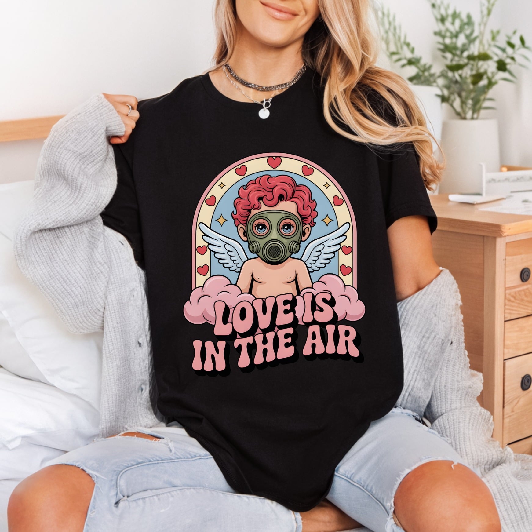 Love Air Gas Mask Valentine Funny Ready to Press DTF Transfer for Dtf
