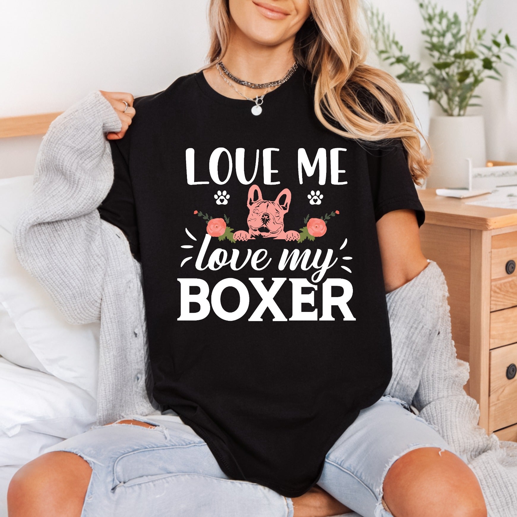 Love Boxer Dog Lover Mom Dad Ready to Press DTF Transfer for Dtf
