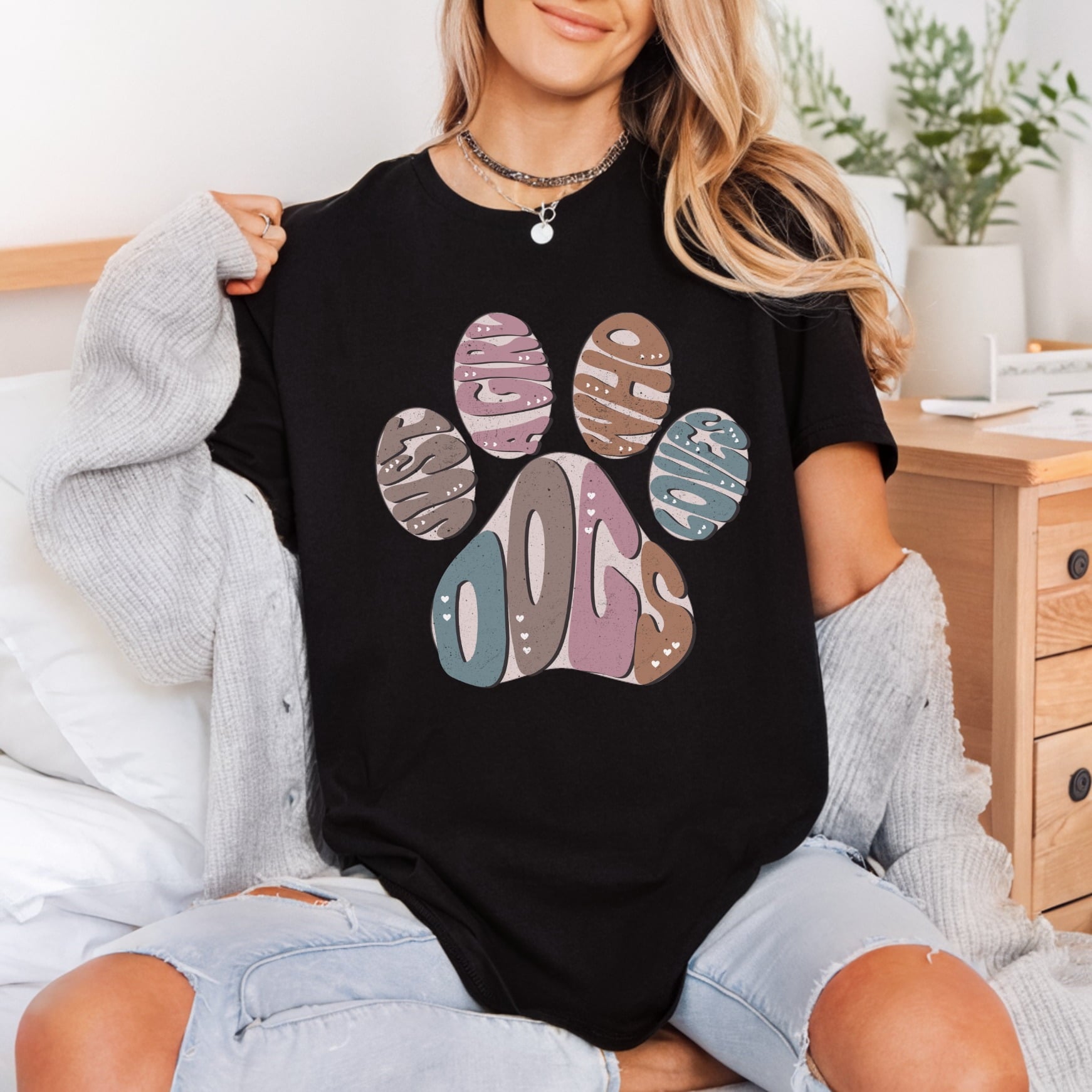 Love Dogs Paw Retro Mom Dad Ready to Press DTF Transfer for Dtf