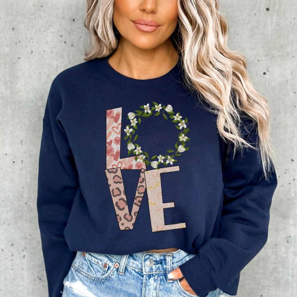 LOVE Floral Leopard Print | Faith & Grace Sweatshirt - Luckets.com