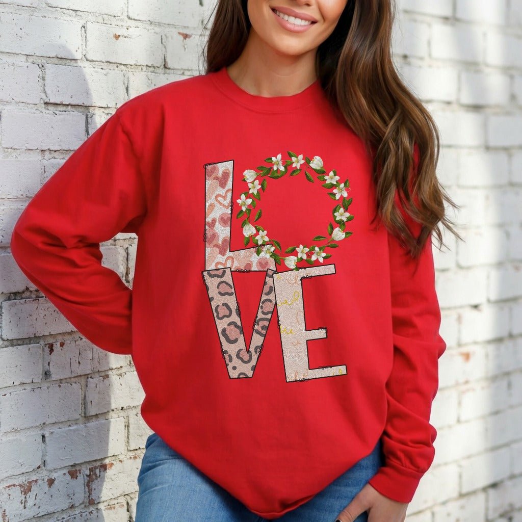 LOVE Floral Leopard Print | Faith & Grace Sweatshirt - Luckets.com