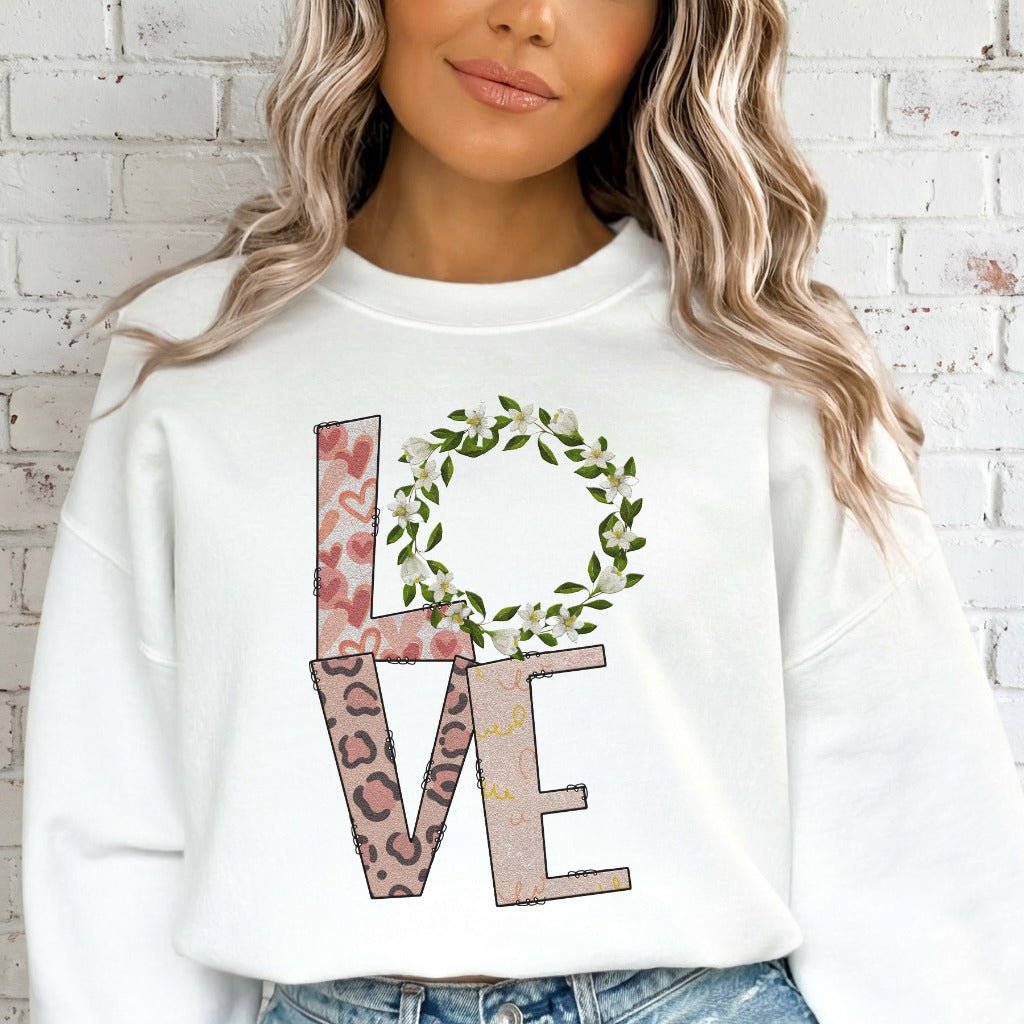 LOVE Floral Leopard Print | Faith & Grace Sweatshirt - Luckets.com