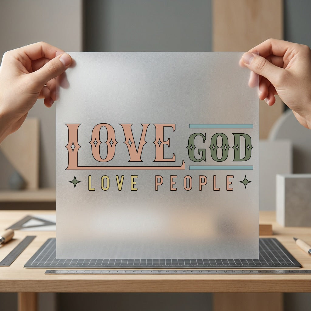 Love God People Retro Christian Faith Ready to Press DTF Transfer for Dtf