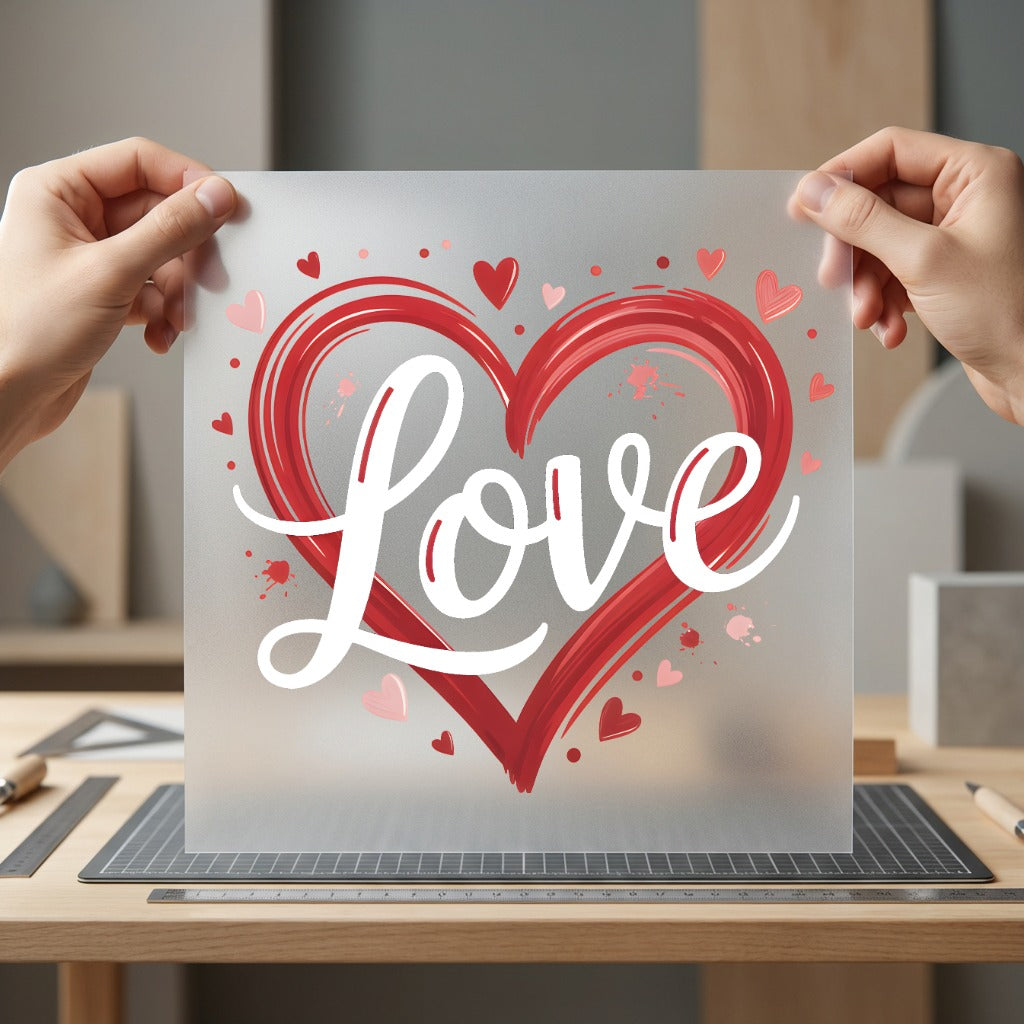 Love Heart Brush Strokes Valentine Ready to Press DTF Transfer for Dtf