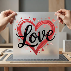 Love Heart Brush Strokes Valentine Ready to Press DTF Transfer for Dtf