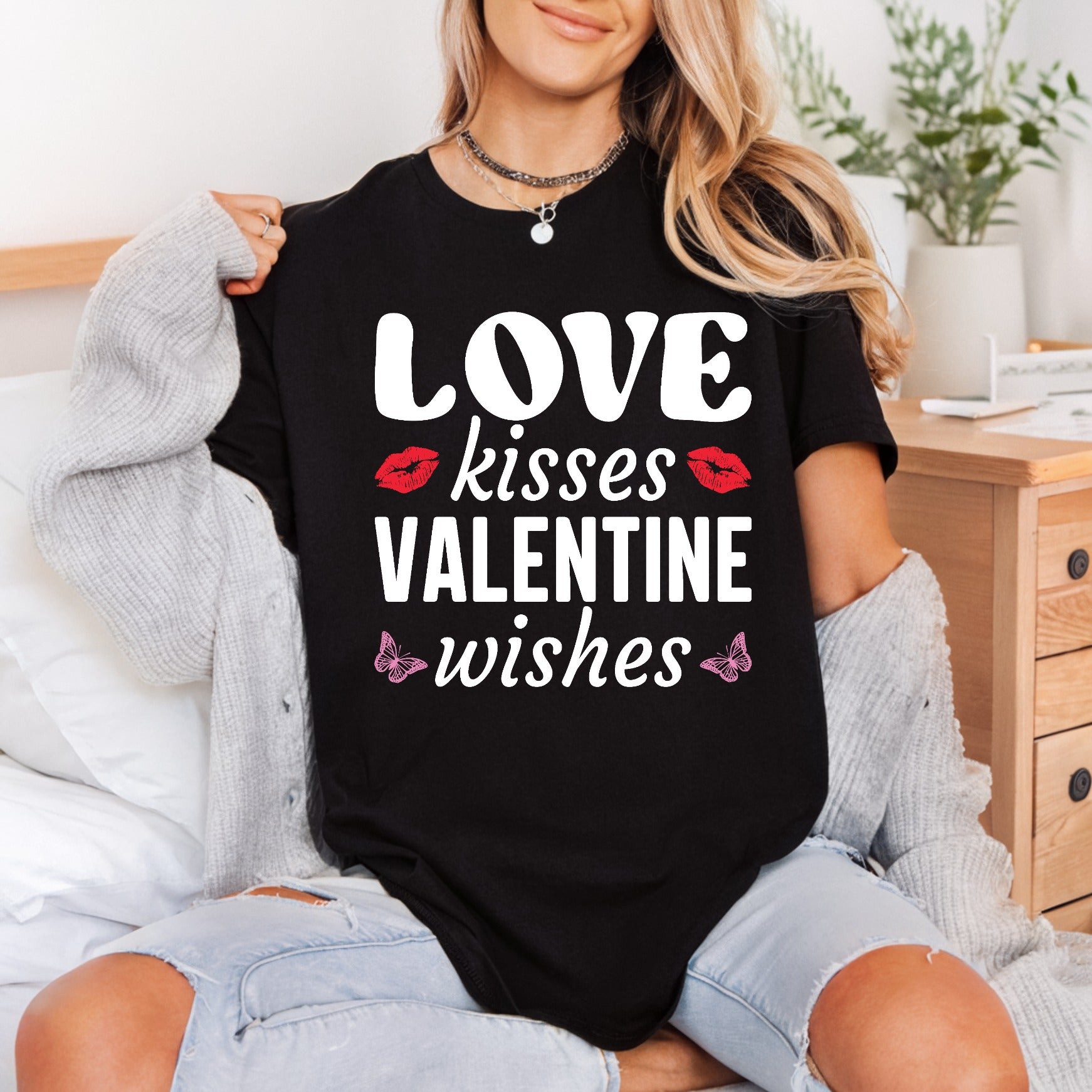 Love Kisses Valentine Wishes Valentine Butterfly Ready to Press DTF Transfer for Dtf