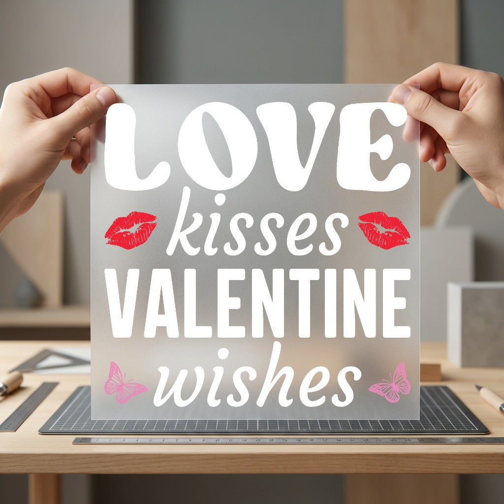 Love Kisses Valentine Wishes Valentine Butterfly Ready to Press DTF Transfer for Dtf