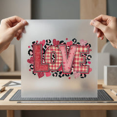 Love Leopard Plaid Hearts Valentine Vintage Ready to Press DTF Transfer for Dtf