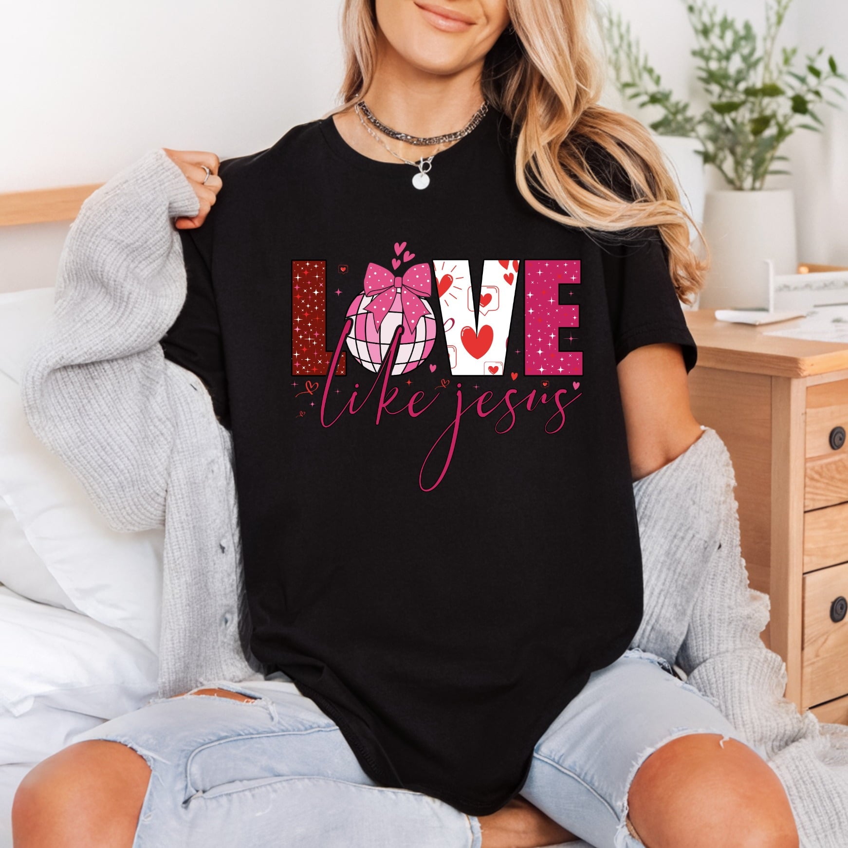 Love Like Jesus Pink Christian Faith Ready to Press DTF Transfer for Dtf