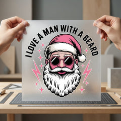 Love Man Beard Retro Christmas Retro Ready to Press DTF Transfer for Dtf