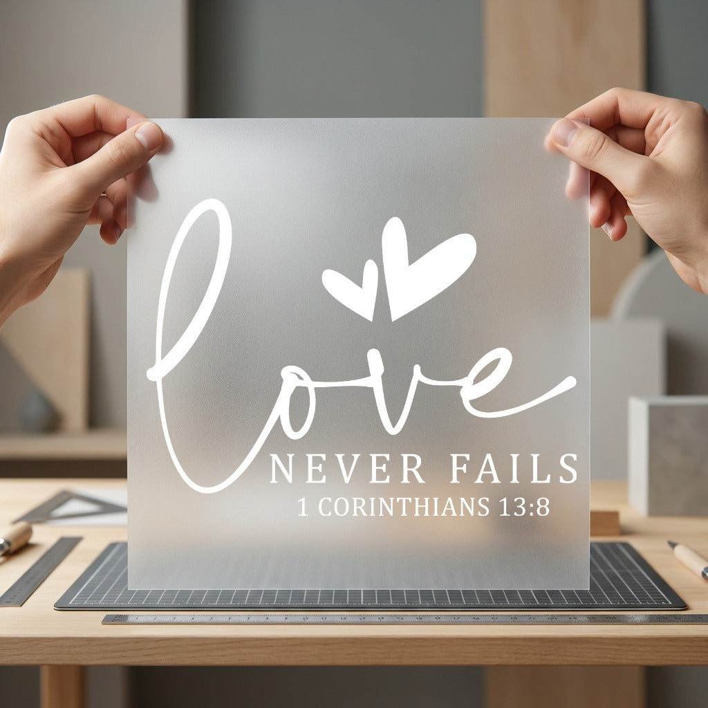 Love Never Fails Christian Christian Faith Ready to Press DTF Transfer for Dtf