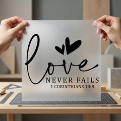 Love Never Fails Christian Christian Faith Ready to Press DTF Transfer for Dtf