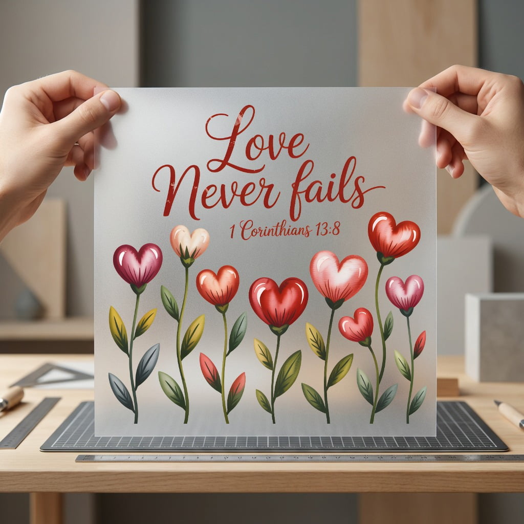 Love Never Fails Hearts Christian Faith Ready to Press DTF Transfer for Dtf