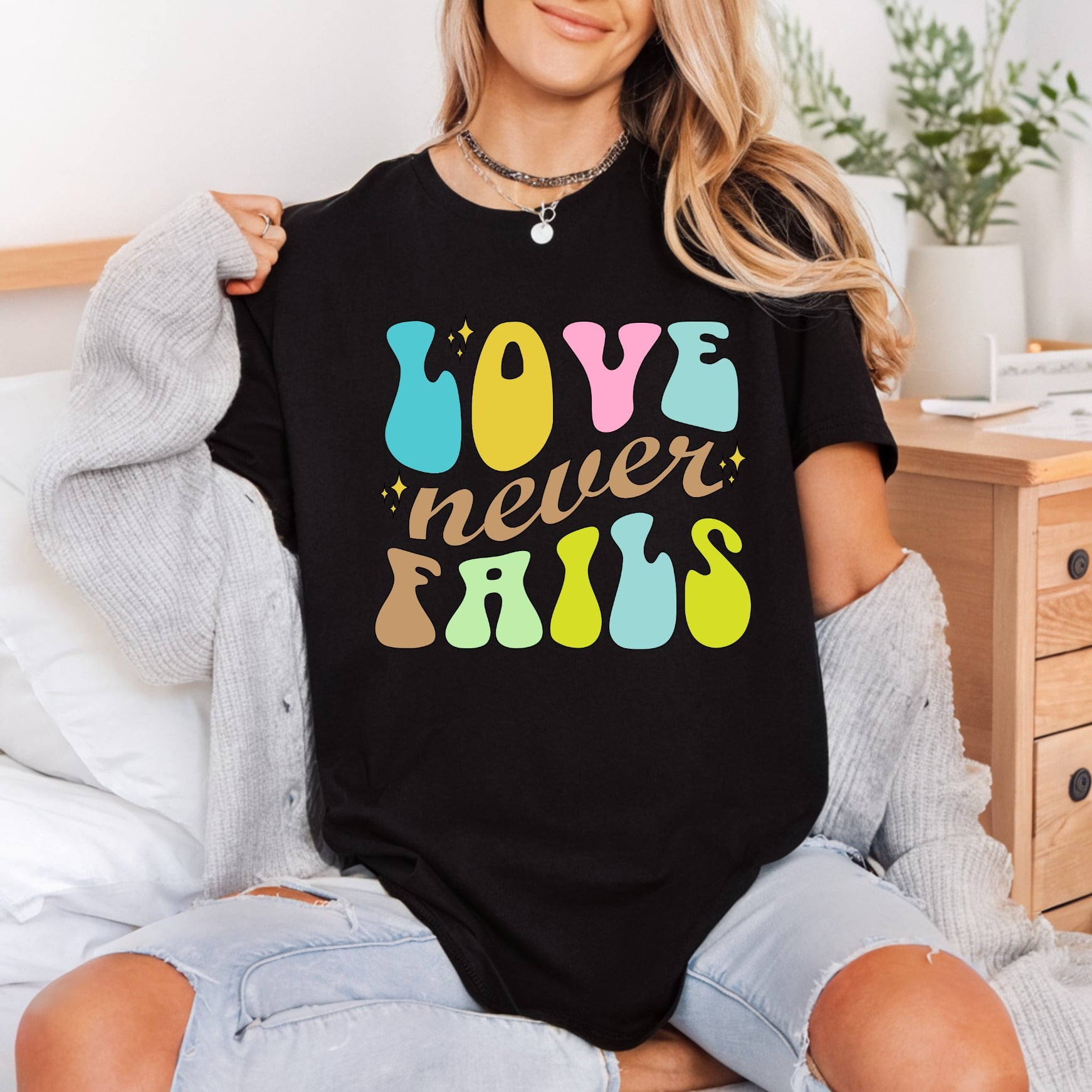 Love Never Fails Retro Christian Faith Ready to Press DTF Transfer for Dtf