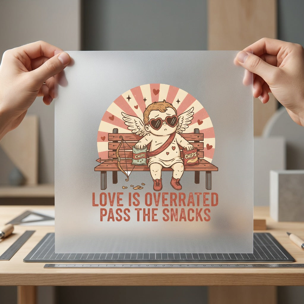 Love Overrated Cupid Anti-valentine Valentine Funny Ready to Press DTF Transfer for Dtf