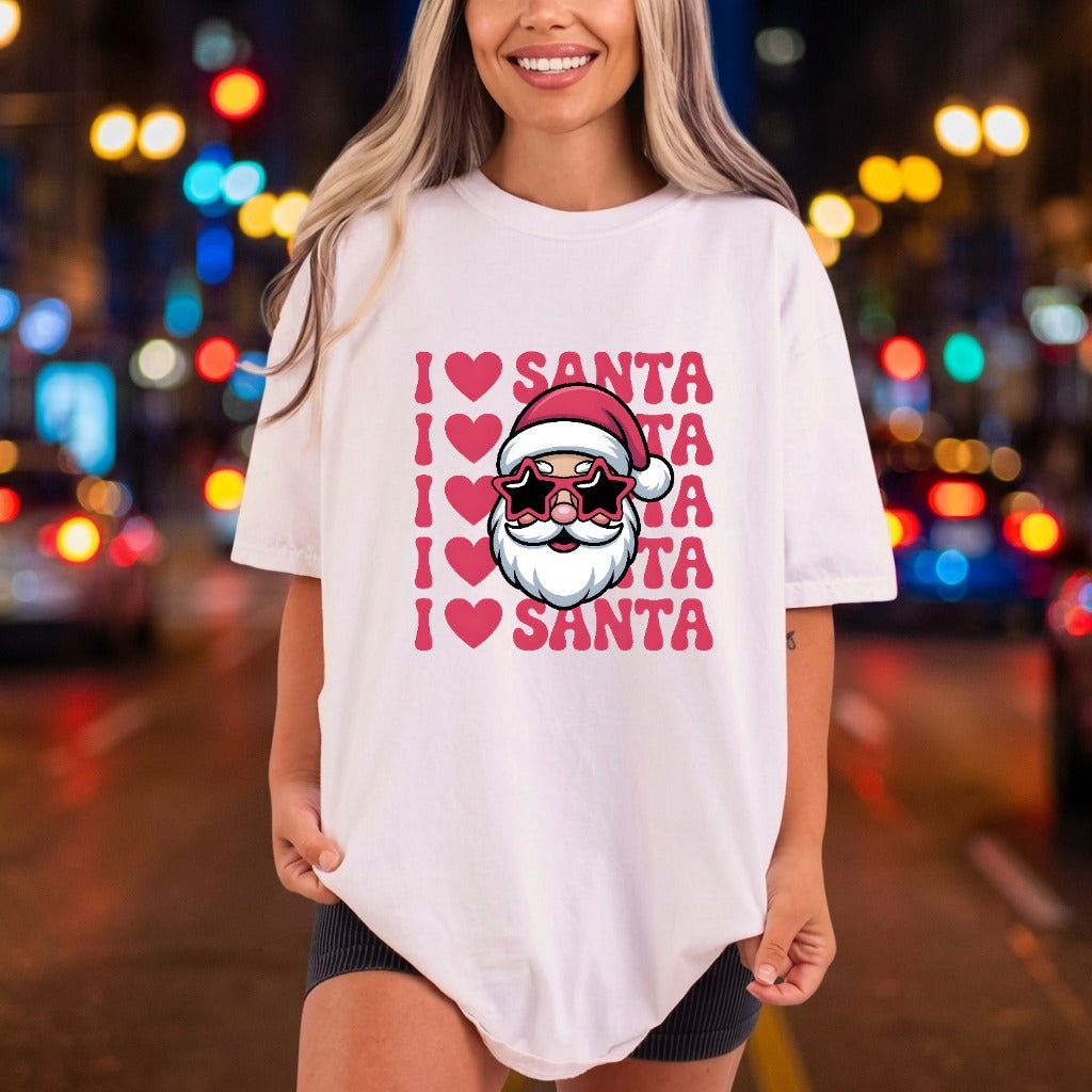 Love Santa Star Glasses Christmas Retro Ready to Press DTF Transfer for Dtf