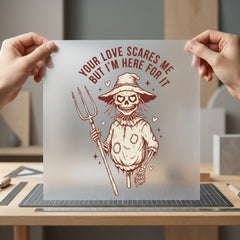 Love Scares Scarecrow Spooky Halloween Fall Ready to Press DTF Transfer for Dtf