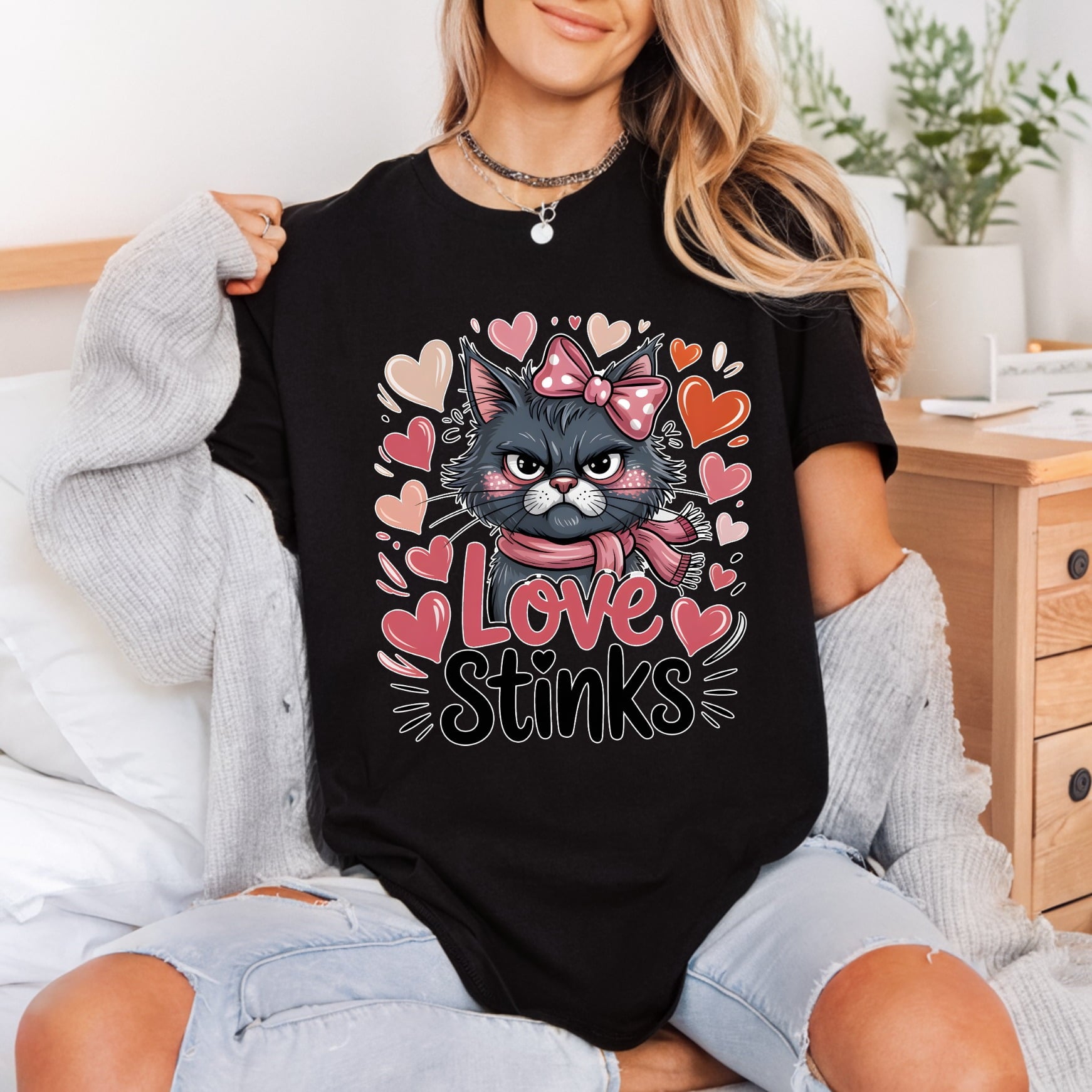 Love Stinks Grumpy Cat Valentine Mom Ready to Press DTF Transfer for Dtf