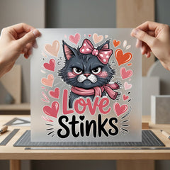 Love Stinks Grumpy Cat Valentine Mom Ready to Press DTF Transfer for Dtf