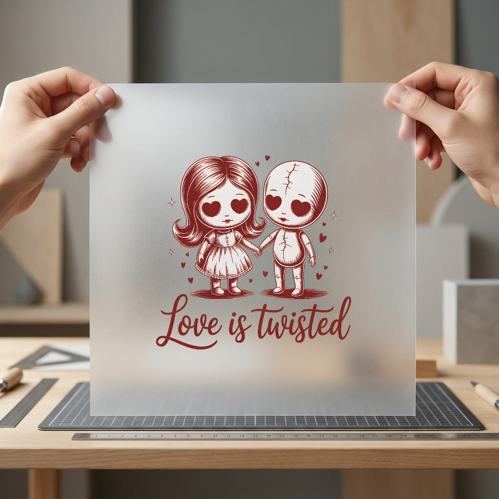 Love Twisted Couple Dark Halloween Valentine Ready to Press DTF Transfer for Dtf