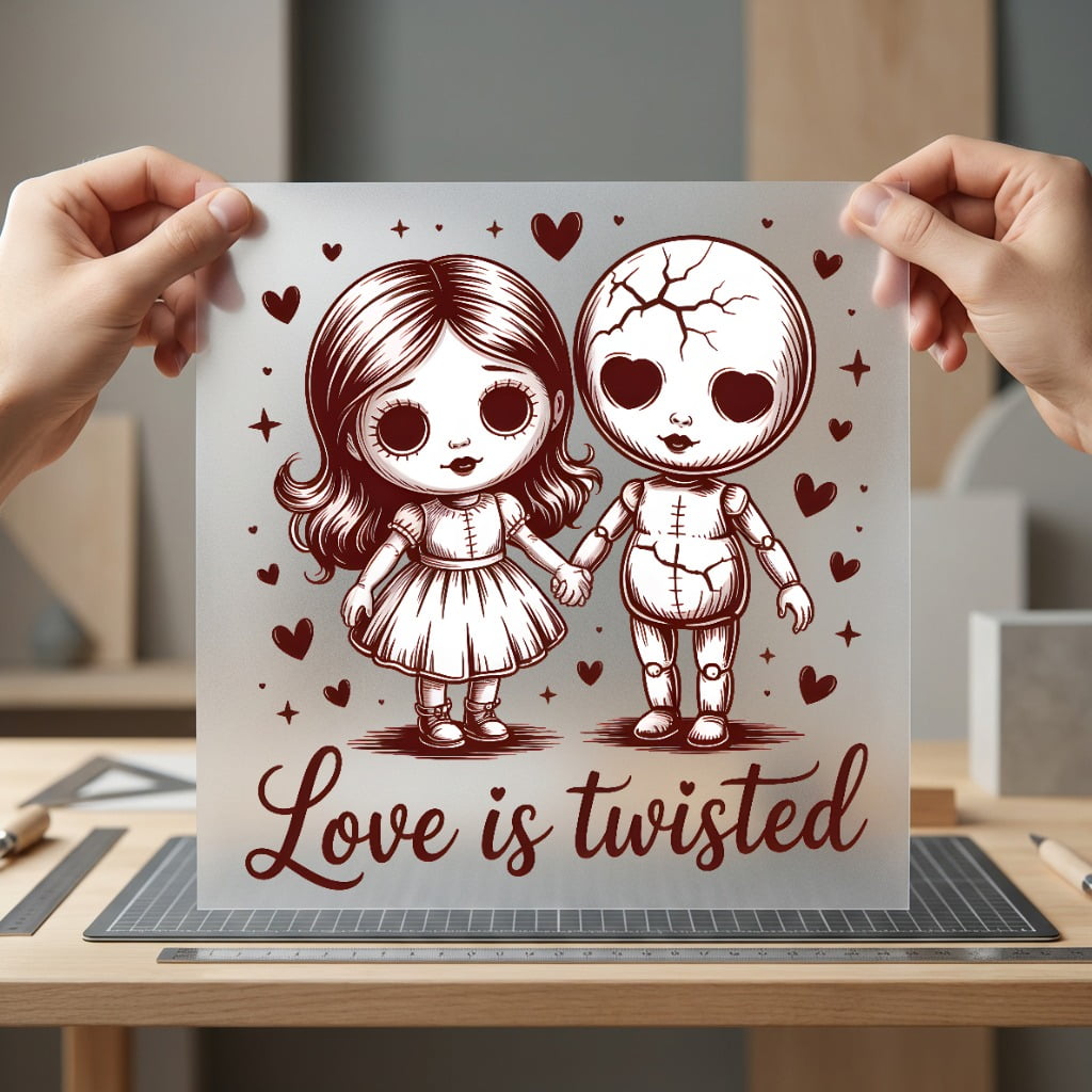 Love Twisted Dolly Voodoo Halloween Valentine Ready to Press DTF Transfer for Dtf