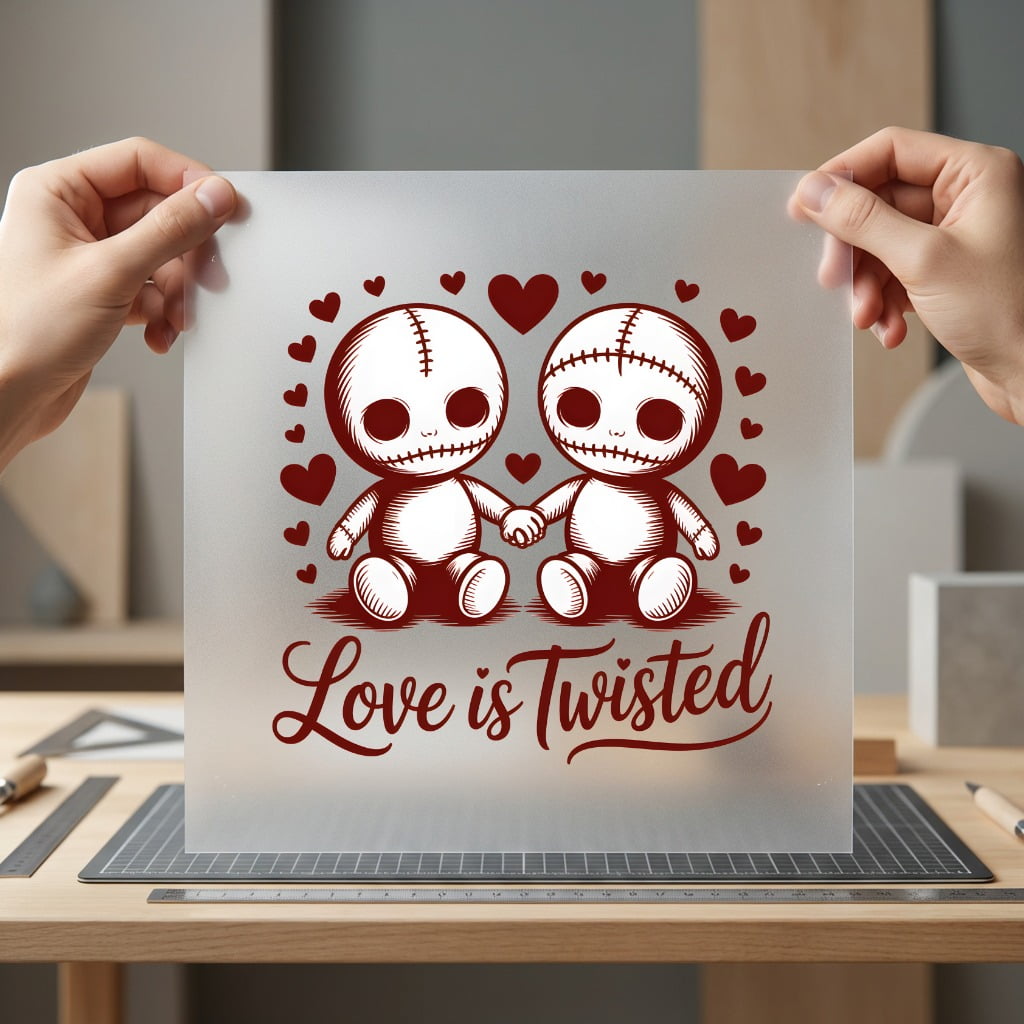 Love Twisted Voodoo Dolls Halloween Valentine Ready to Press DTF Transfer for Dtf