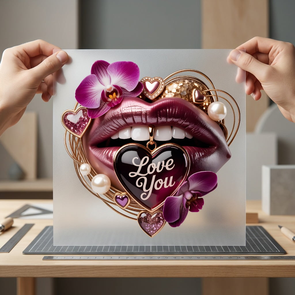 Love You Lips Orchid Valentine Ready to Press DTF Transfer for Dtf
