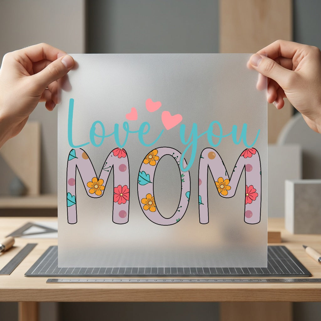 Love You Mom Floral Mom Floral Ready to Press DTF Transfer for Dtf