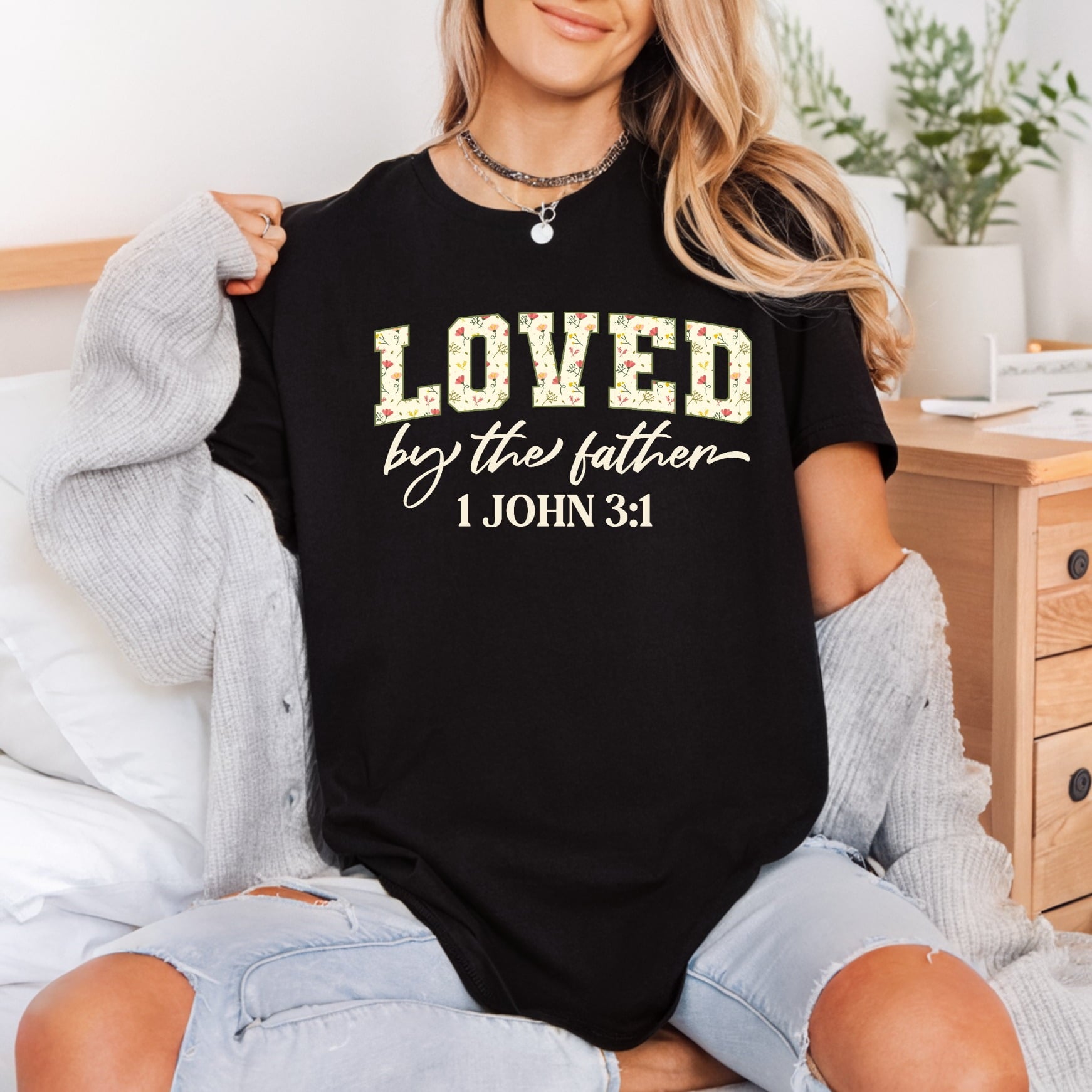 Loved Father Floral Scripture Christian Faith Ready to Press DTF Transfer for Dtf