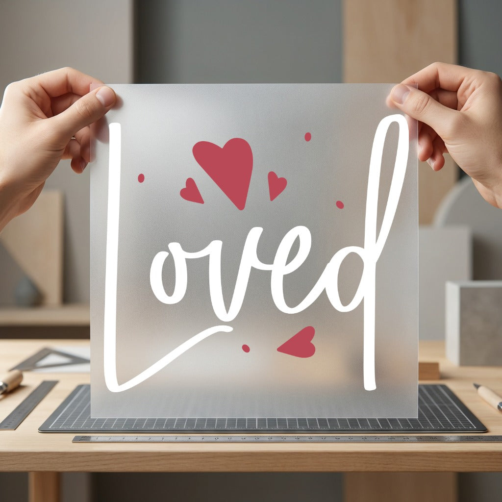 Loved Hearts Script Diy Valentine Ready to Press DTF Transfer for Dtf