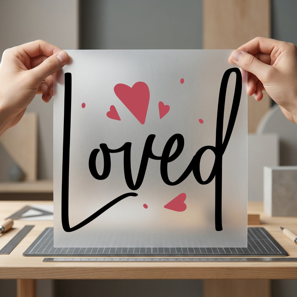 Loved Hearts Script Diy Valentine Ready to Press DTF Transfer for Dtf