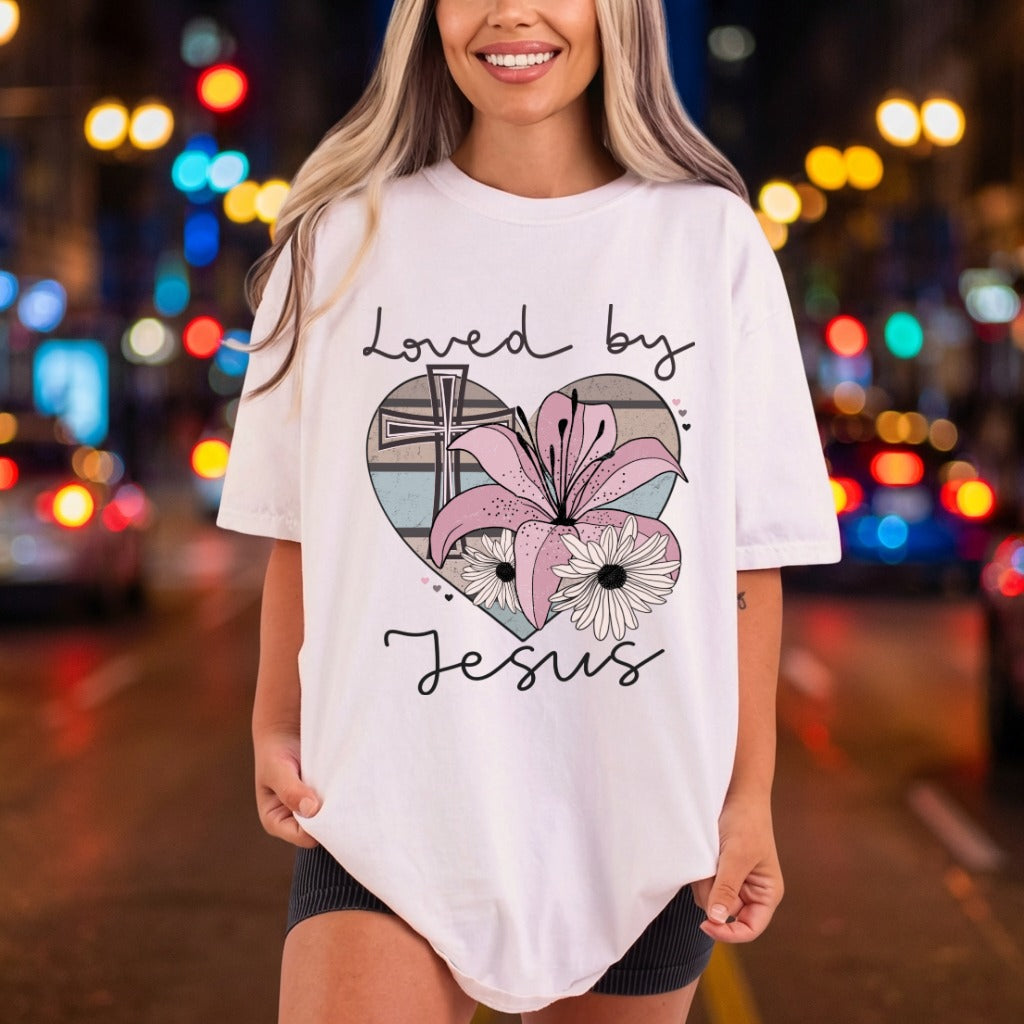 Loved Jesus Floral Heart Christian Faith Ready to Press DTF Transfer for Dtf