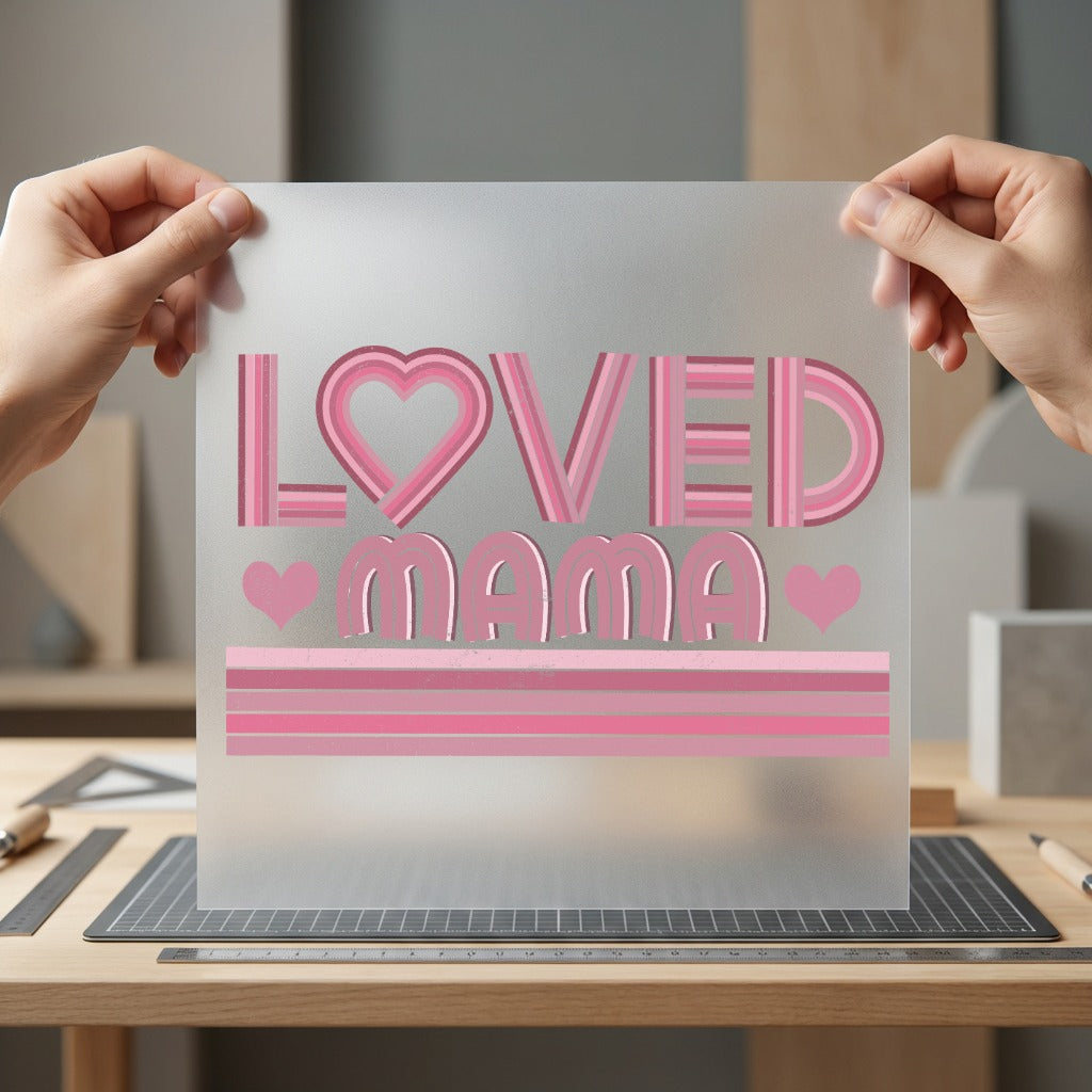 Loved Mama Retro Pink Mom Vintage Ready to Press DTF Transfer for Dtf