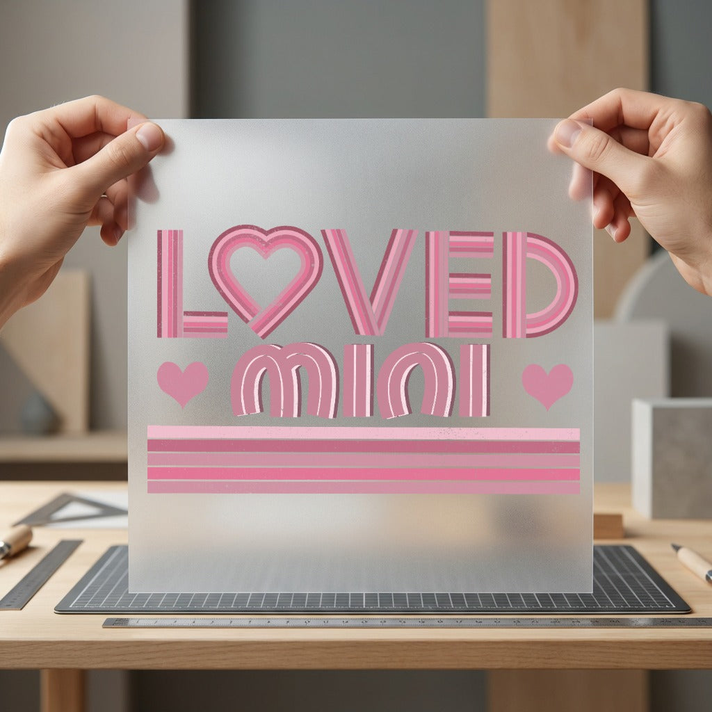 Loved Mini Retro Hearts Valentine Mom Ready to Press DTF Transfer for Dtf