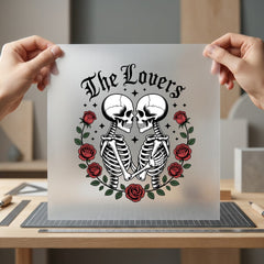 Lovers Skeletons Gothic Romantic Halloween Valentine Ready to Press DTF Transfer for Dtf