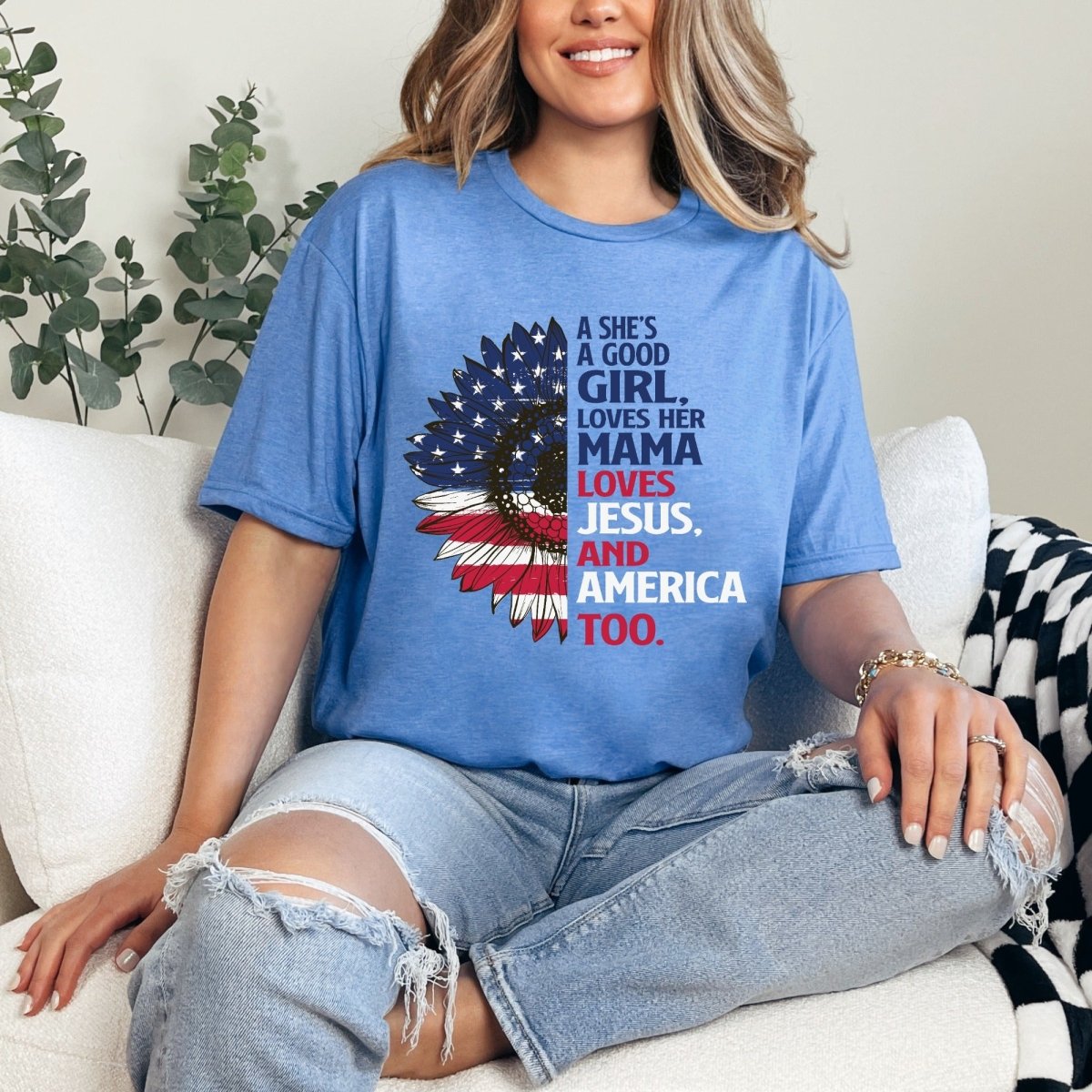 Loves Jesus & America | Patriotic Faith Tee - Luckets.com