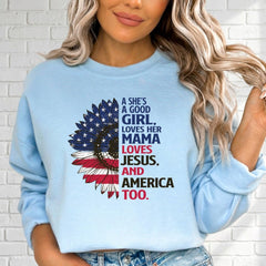 Loves Jesus & America | Patriotic Sunflower Sweatshirt - Luckets.com