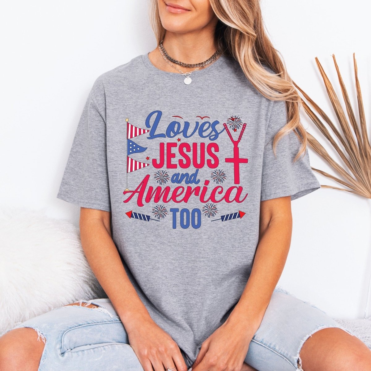 Loves Jesus and America Too | Patriot Faith Tee - Luckets.com