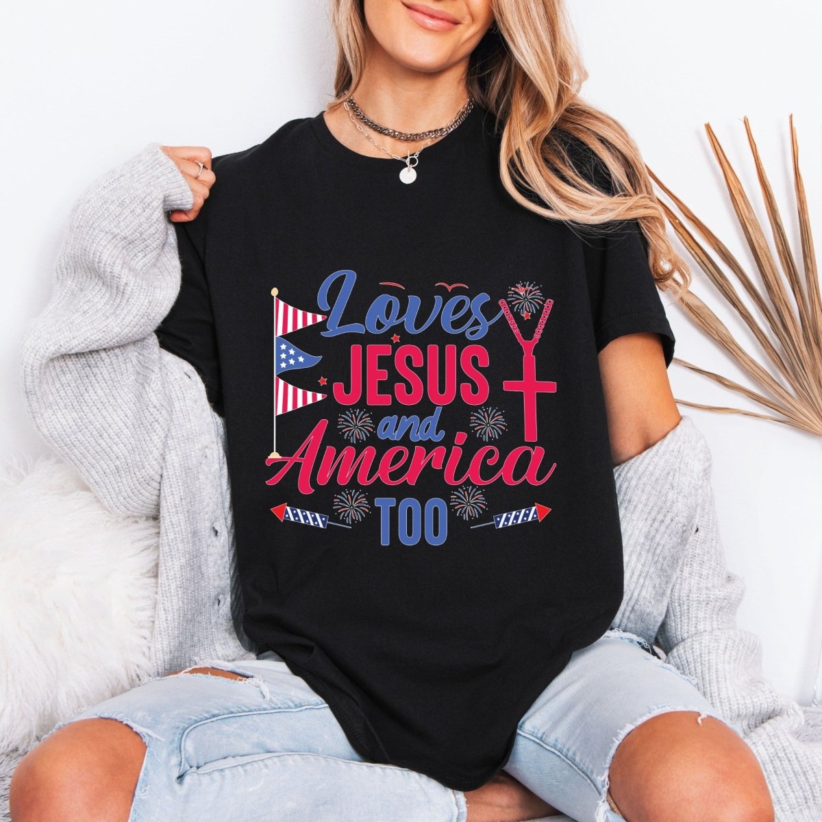 Loves Jesus and America Too | Patriot Faith Tee - Luckets.com