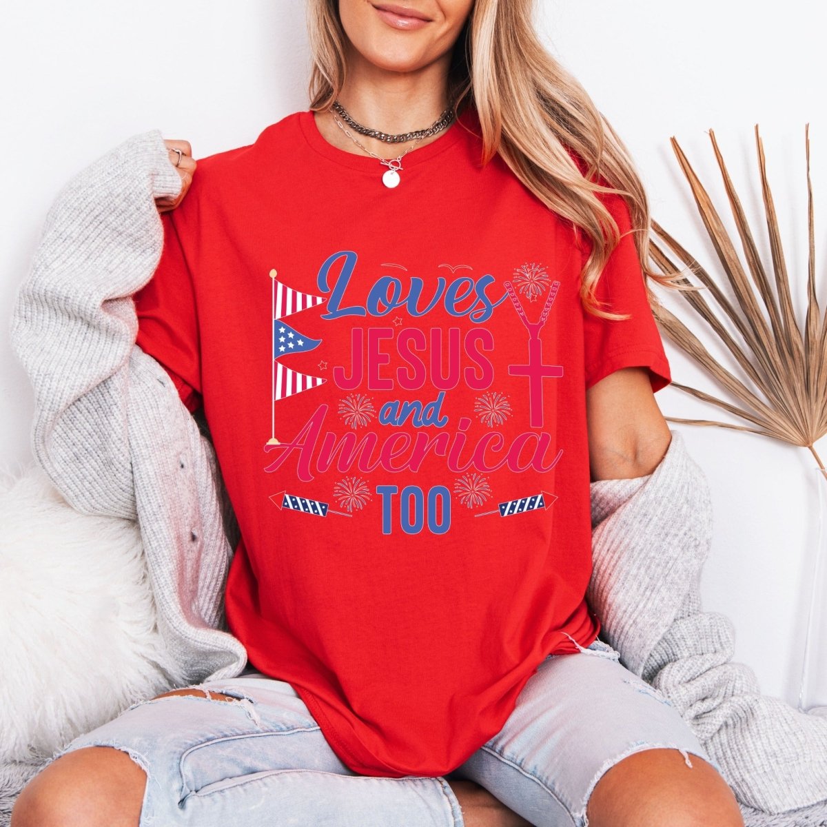 Loves Jesus and America Too | Patriot Faith Tee - Luckets.com