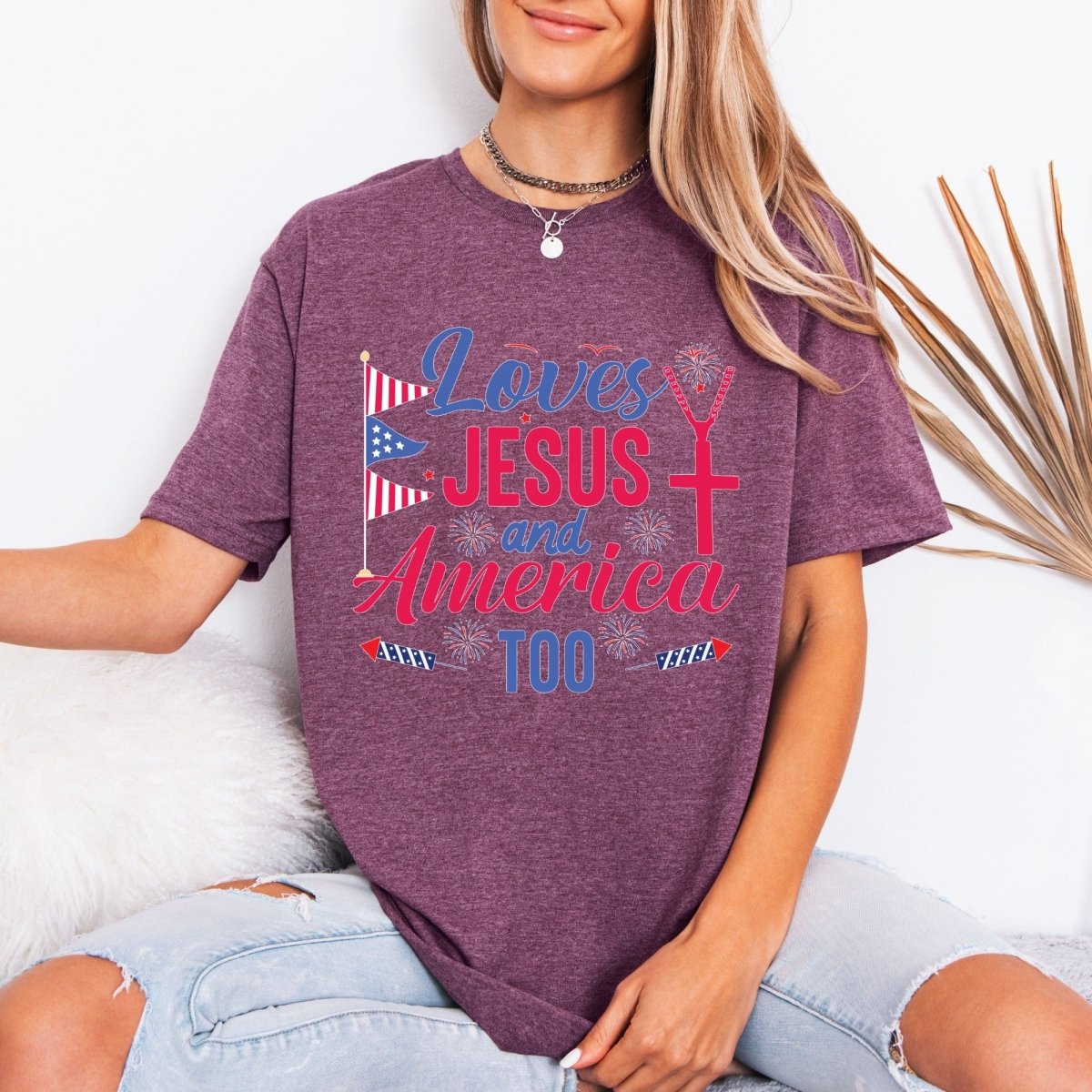 Loves Jesus and America Too | Patriot Faith Tee - Luckets.com