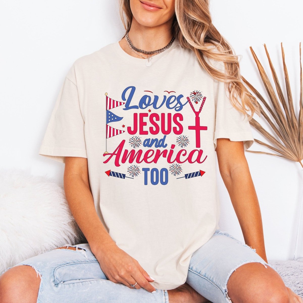Loves Jesus and America Too | Patriot Faith Tee - Luckets.com